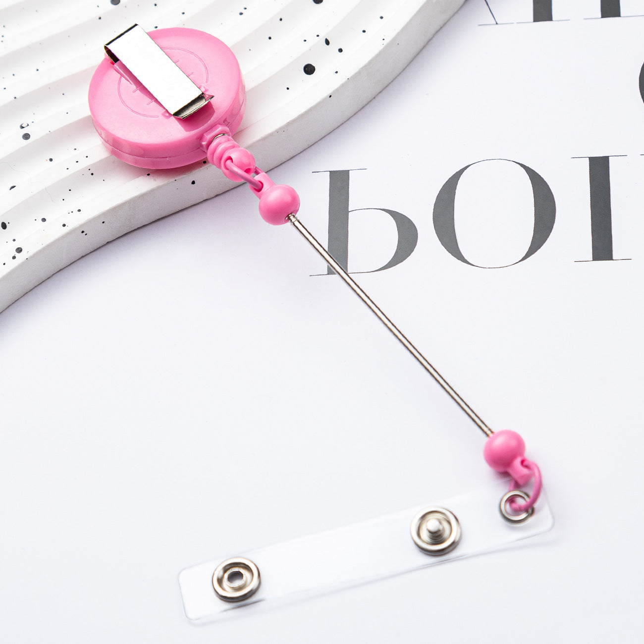 Wholesale Badge Reels DIY Beadable Bar  Retractable Keychain